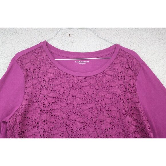 Laura Scott Lace Purple 3/4 Sleeves Top-Size Large - Picture 3 of 8